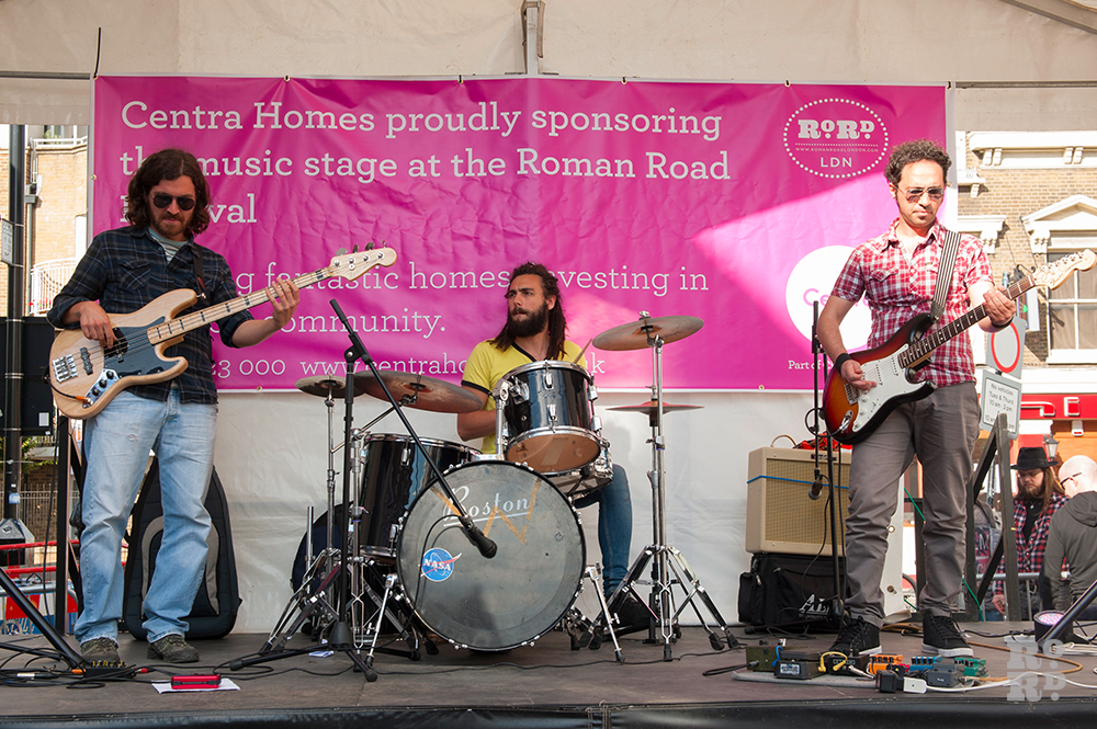 Band playing at Roman Road Festival