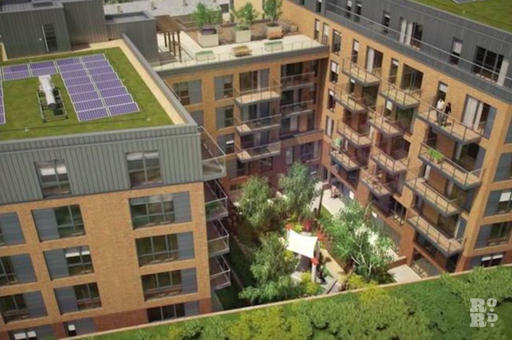 CGI image of housing development in Bow, East London