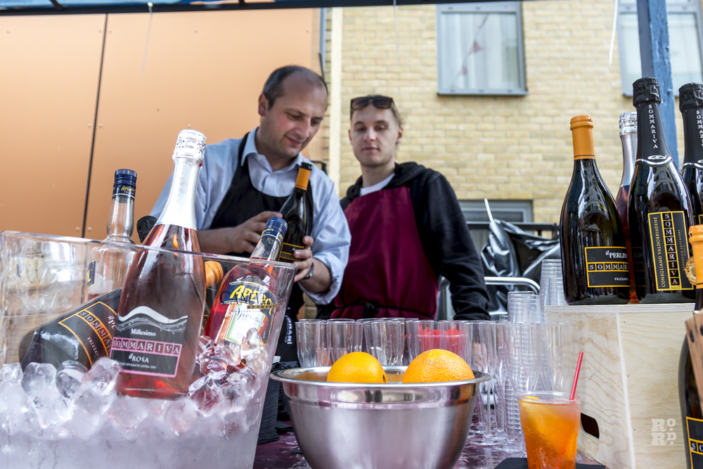 Festival drinks bar selling Prosecco and Aperol Spritz