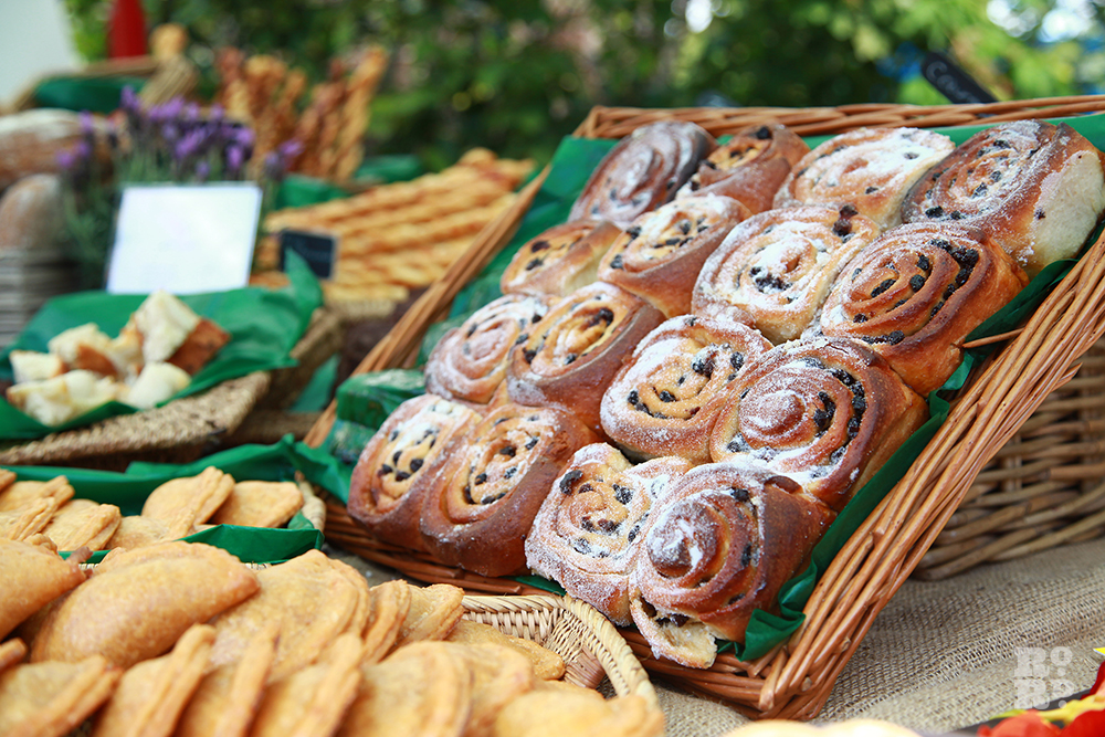 Chelsea Buns in a basket at Roman Road Festival