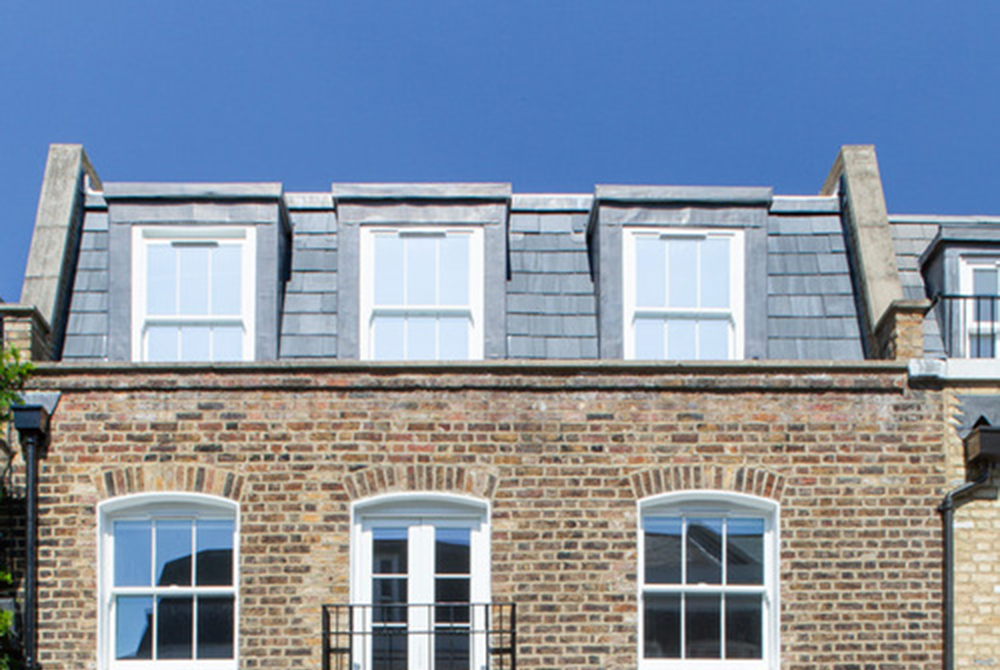 Mansard roof on a London townhouse