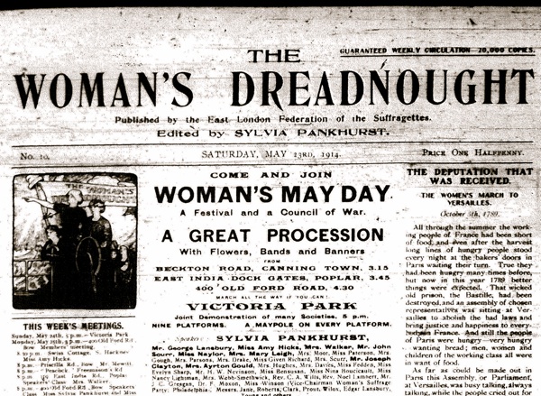 Sylvia Pankhurst's Suffragette's publication The Woman's Dreadnought