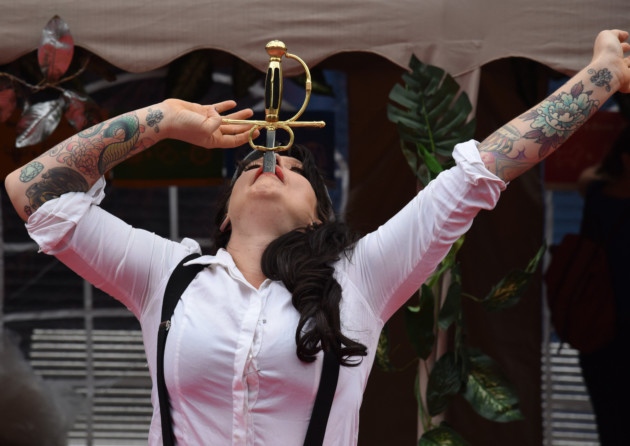 Sword swalloer at Roman Road Festival 2016