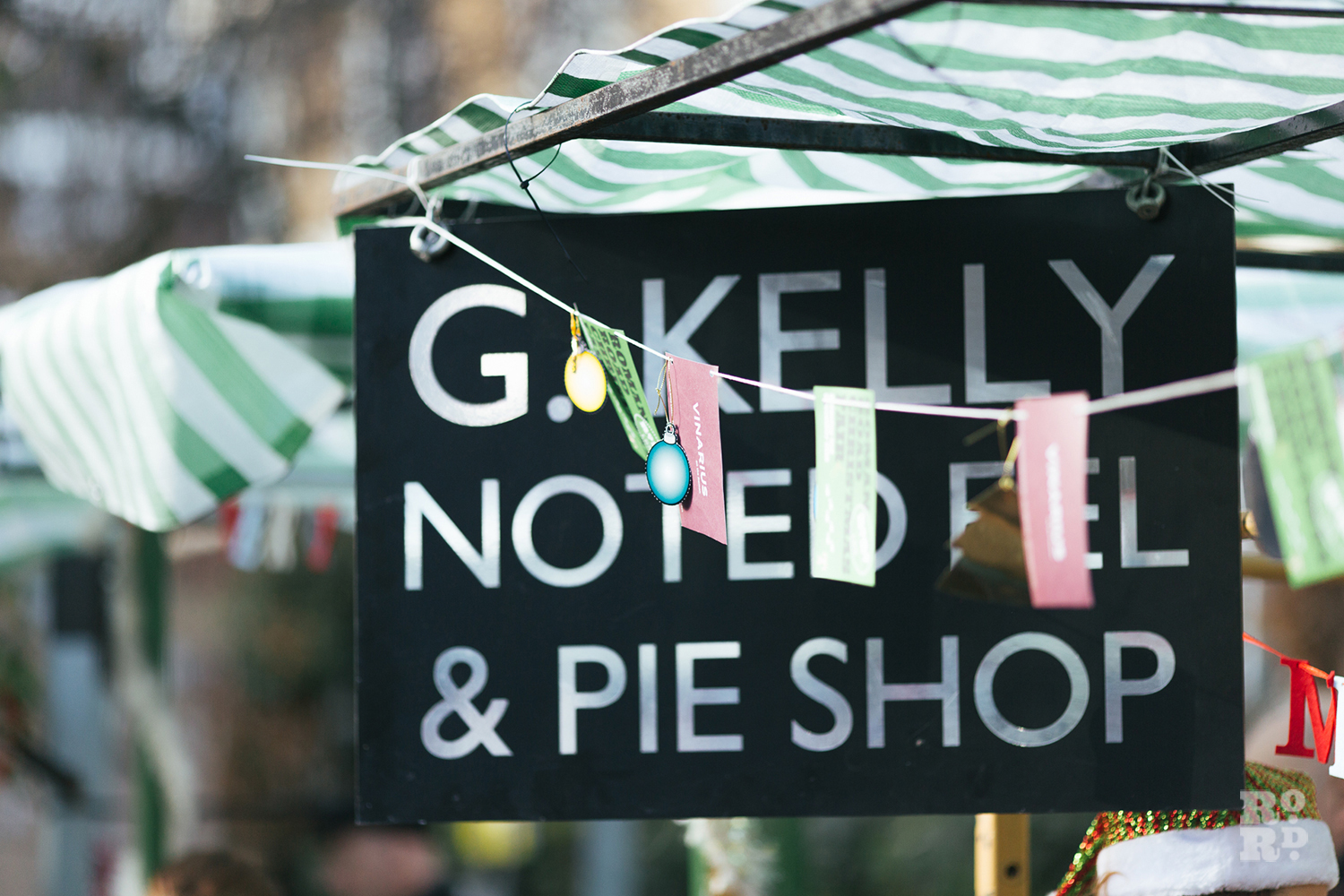 GKelly Noted Eel and Pie Shop sign at Roman Road Christmas Fair 2016 © Roman Koblov