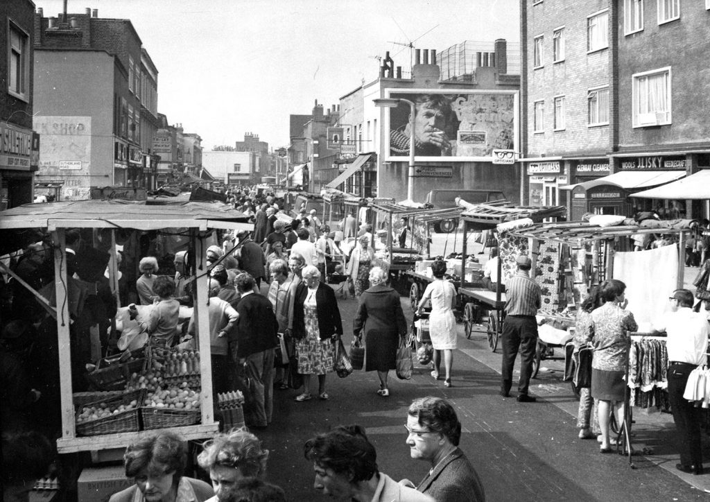 Black and white image of Roman Road Market