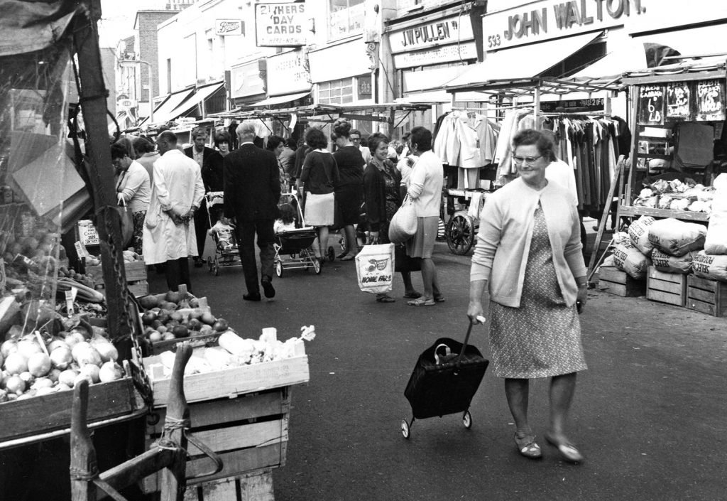 Black and white image of Roman Road Market