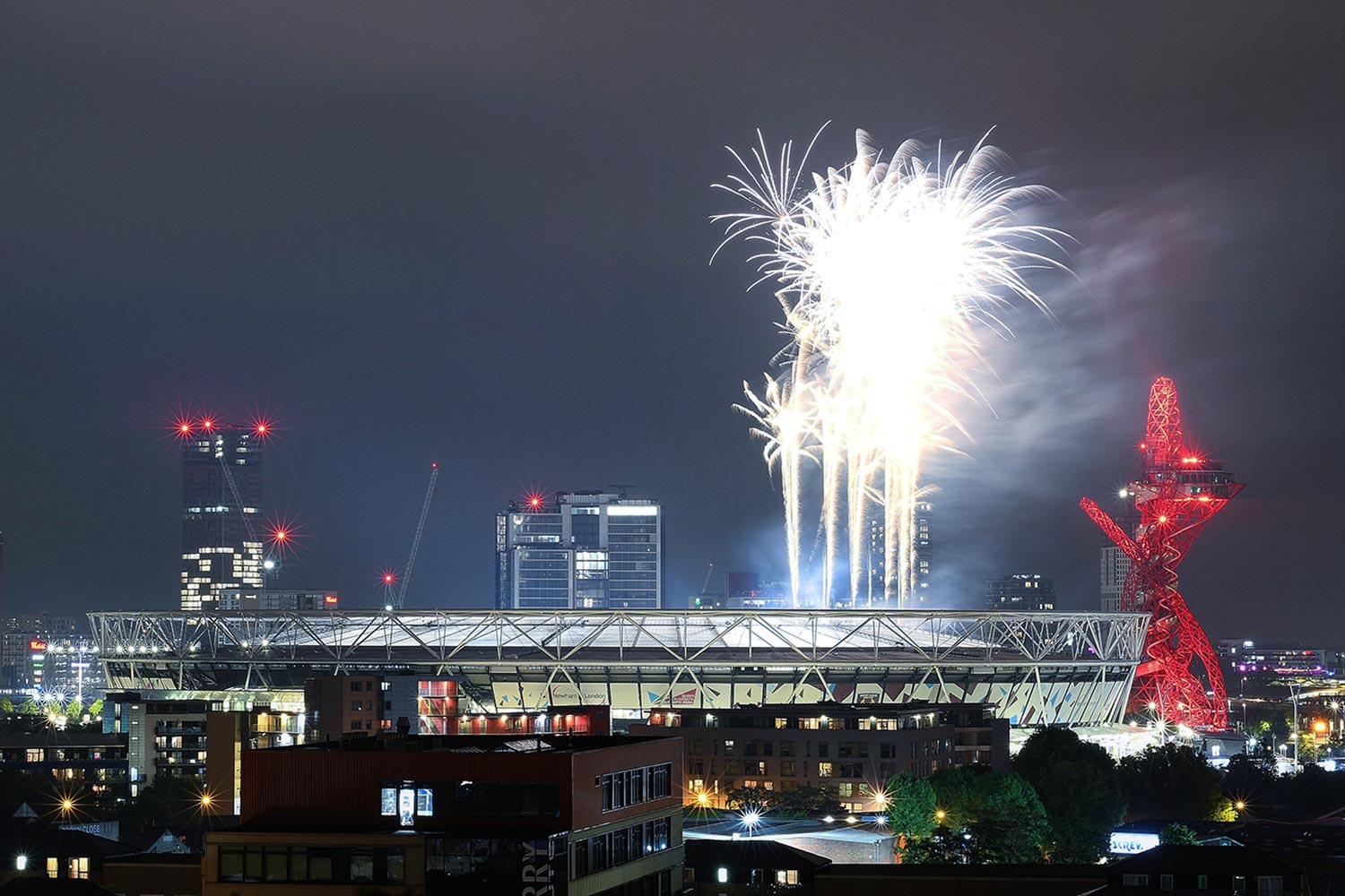 Fireworks at Olympic Park, East London 2017