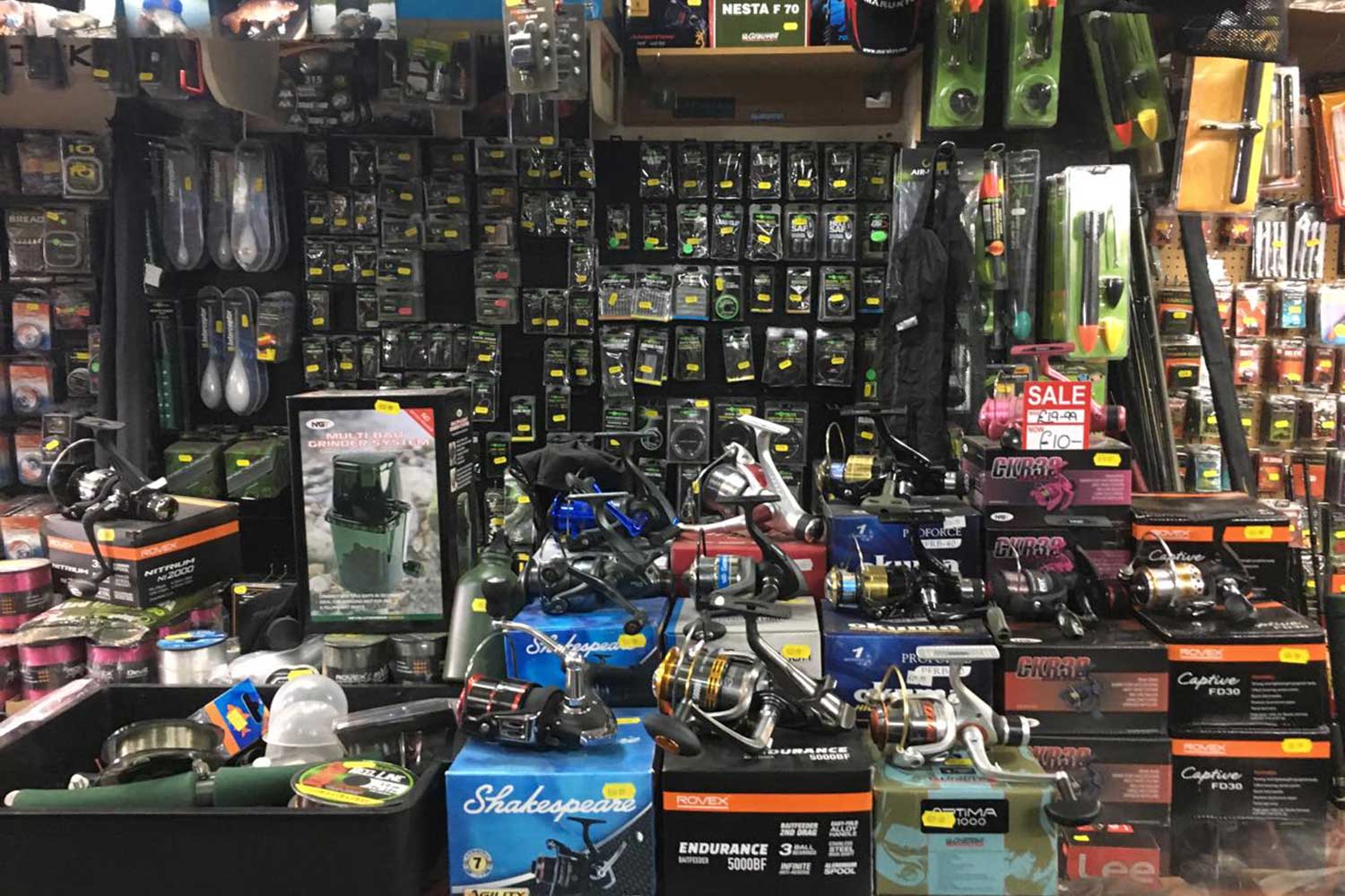 Fishing tackle at the shop on Roman Road