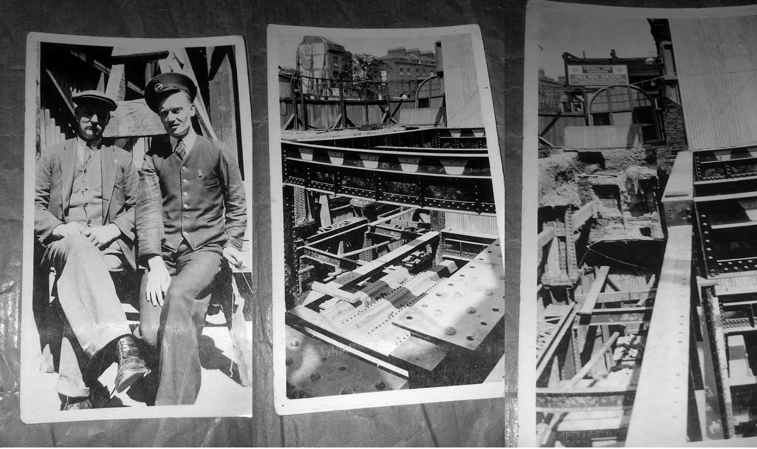 Mile End tube station construction archive- Suzanne's dad on the right