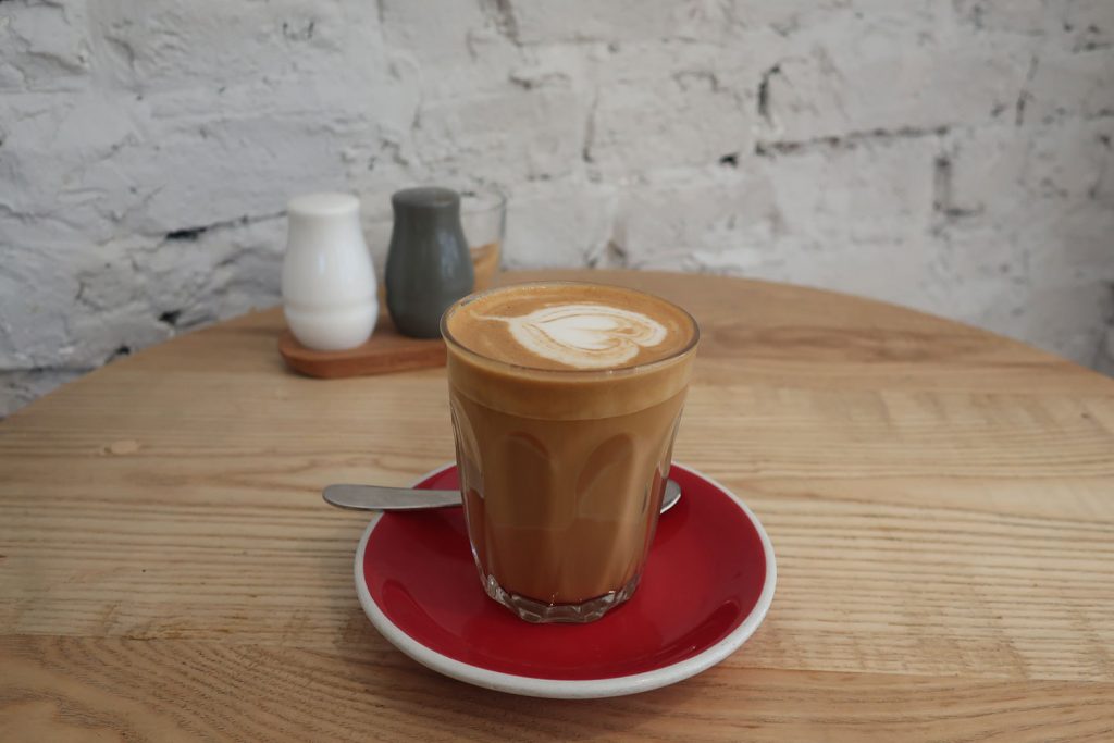 Latte glass at Zealand Cafe