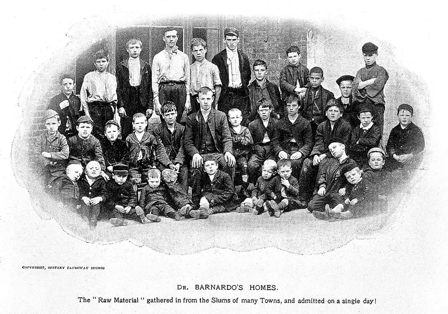 Photo showing a group of young children outside a Barnardo's home