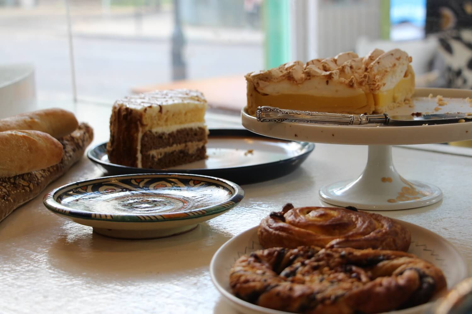 Cakes on the counter at Targa Green Cafe
