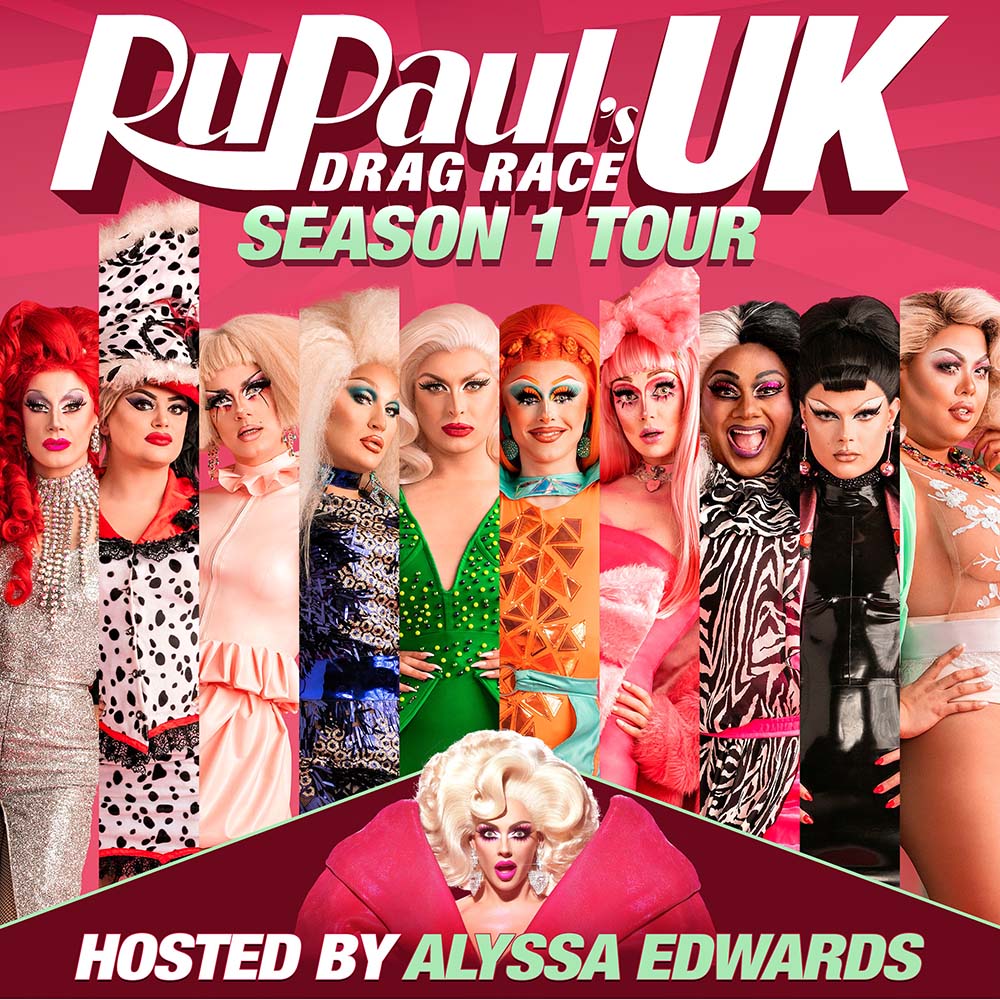Promotional flyer for RuPaul's Drag Race UK season 1 tour at Troxy