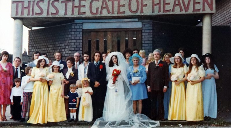 Wedding photo outside St Pauls Bow Common 1974.