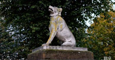 Dogs of Alcibiades, statues guarding Bonner entrance of Victoria Park, East London