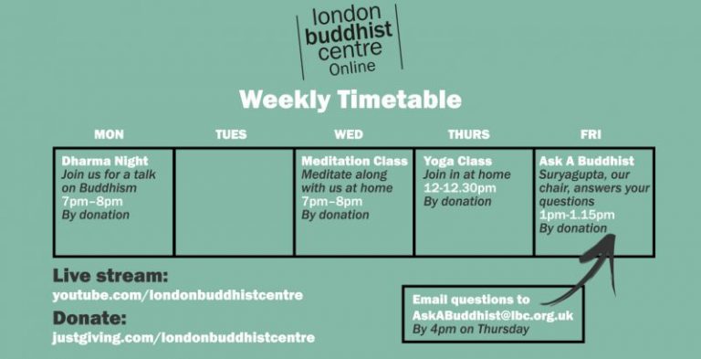 London Buddhist Centre timetable 768x393