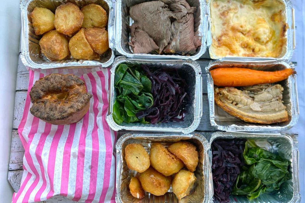 Containers, Sunday Roast takeaway, Empress, Victoria Park Village