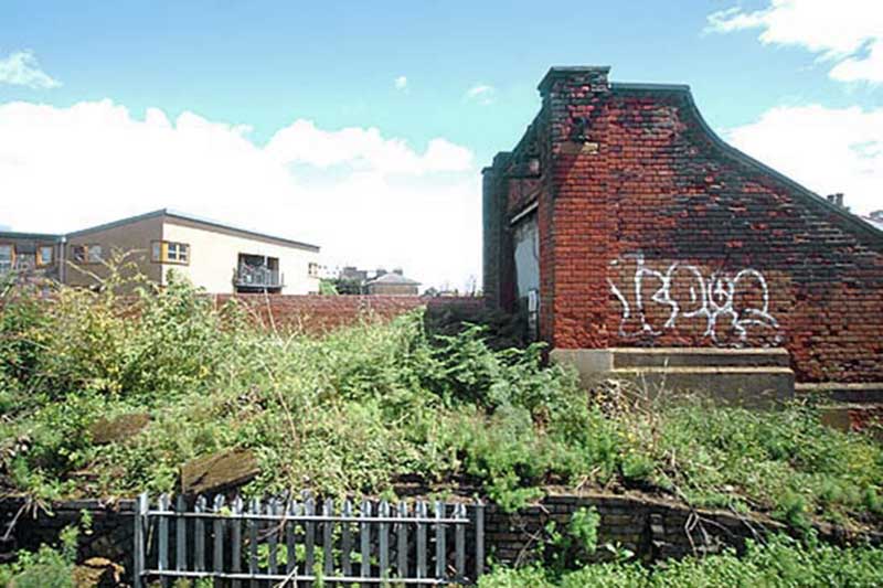 Overgrown platform, Bow Road Station, 2012