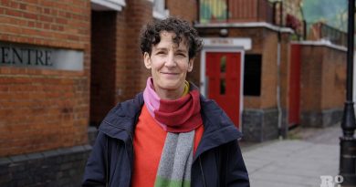 Esther McField outside the London Buddhist Centre, Roman Road