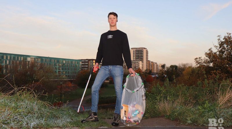 Iain Marshall on a litter picking morning round of Mile End Park, East London.