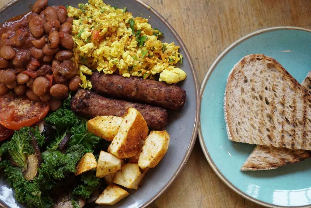 All day vegan breakfast with toast at The Gallery Cafe, St. Margaret's House.