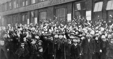 Group of Dr Barnardo's children outside 48 Copperfield Road, Mile End, East London.