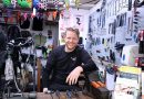 Owner Louis Wigston in his cycle repair shop Paradise Cycles, Roman Road.