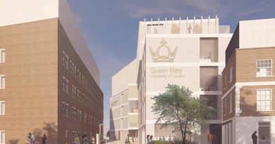 Computer generated image of proposed Business and Management building on Queen Mary University's Mile End campus.