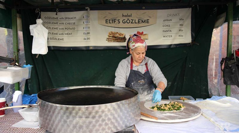 Elif Cinpolat, who makes and sells Turkish gosleme from her stall on Roman Road Market.