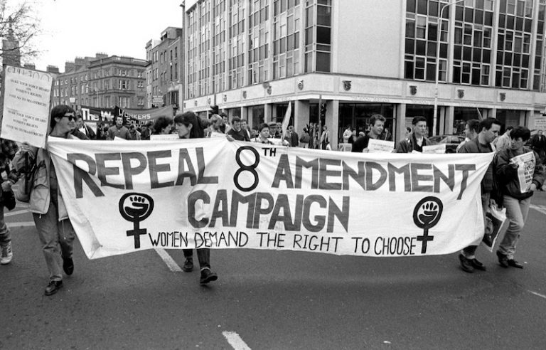 1: Repeal the 8th amendment campaign march at the intersection of Cathal Brugha Street and O’Connell Street, Dublin 1992