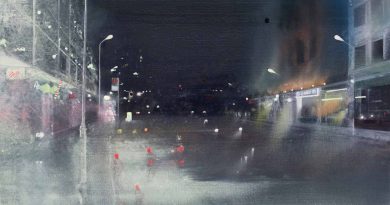 Painting of the Roman Road at night by Jock McFadyen