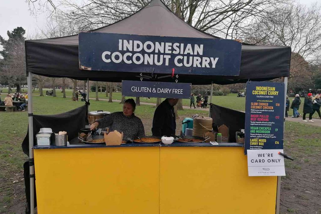 Indonesian coconut curry food stall at Victoria Park Market