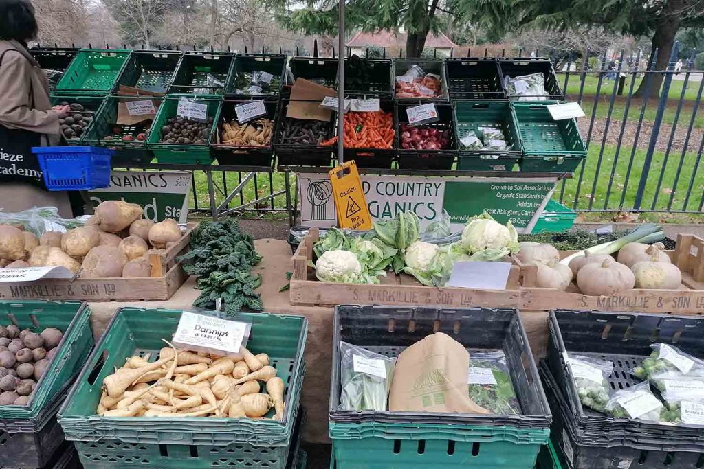 Wild Country Organics vegetable stall at Victoria Park Market