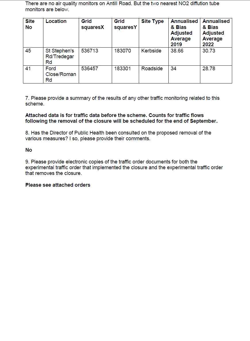FOI removal of Antill Road traffic filter page 2