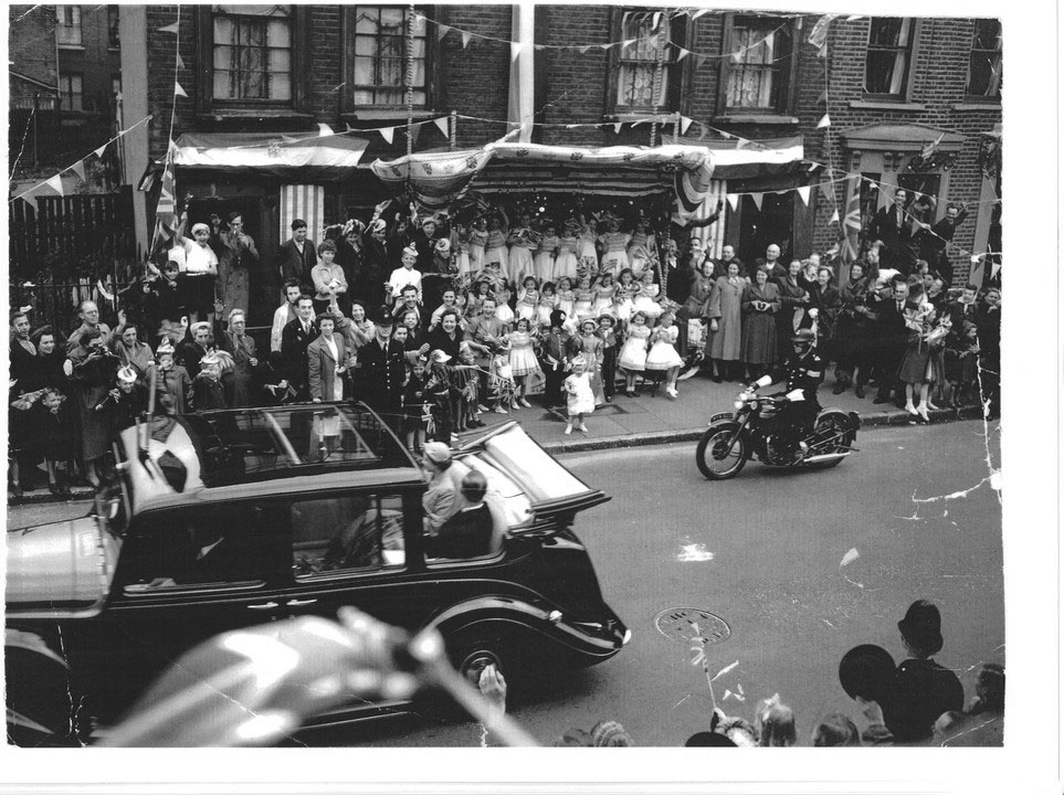 Queen Elizabeth and Prince Philip on Parnell Road on their coronation tour in June 1953, East London