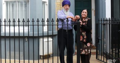 Mohan and Shinder Bakhar, outside their home in Bow.