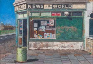 Painting of corner shop by Doreen Fletcher, Canning Town, East London