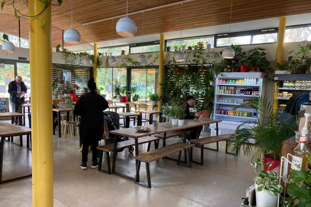 The interior of the Hub cafe, Victoria Park.