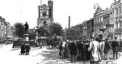 A drawing of Bow Church dating back to the Edwardian era.