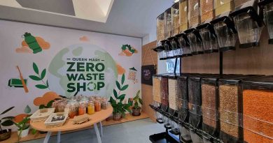 Queen Mary's zero waste shop with containers of ingredients.