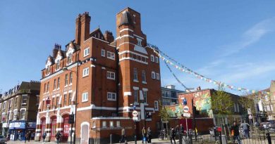 London Buddhist Centre in East London with prayer flags