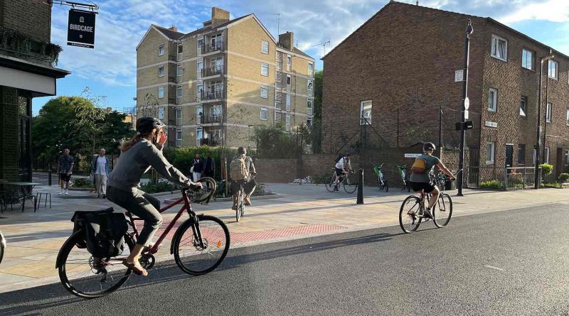 Columbia Road Liveable Streets scheme with cyclists