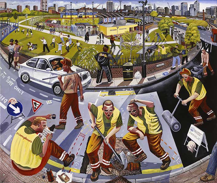 Painting of Mile End Park by day by Ed Gray.