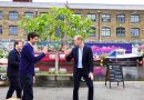Prince William waving goodbye to Nopla founder and CEO on the canal in Hackney Wick.