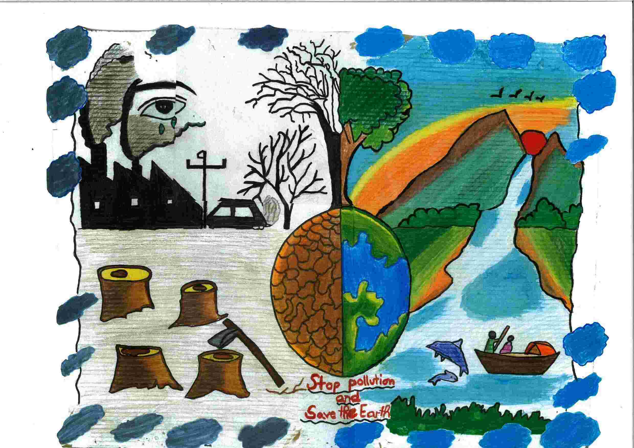 Frank Ramspott Illustration - Stop sign air pollution by coal industry. Ink  pen drawing. #NetzstreikfürsKlima | Facebook