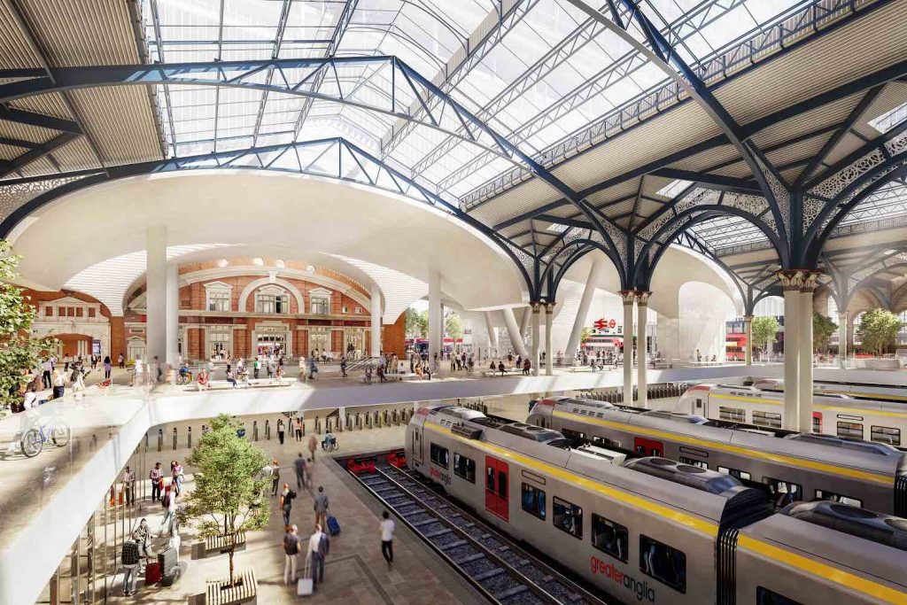 Computer generated desgins by architects for proposed developments to the inside of Liverpool Street station, following news that it has featured on the Victorian Society's Endangered Buildings list