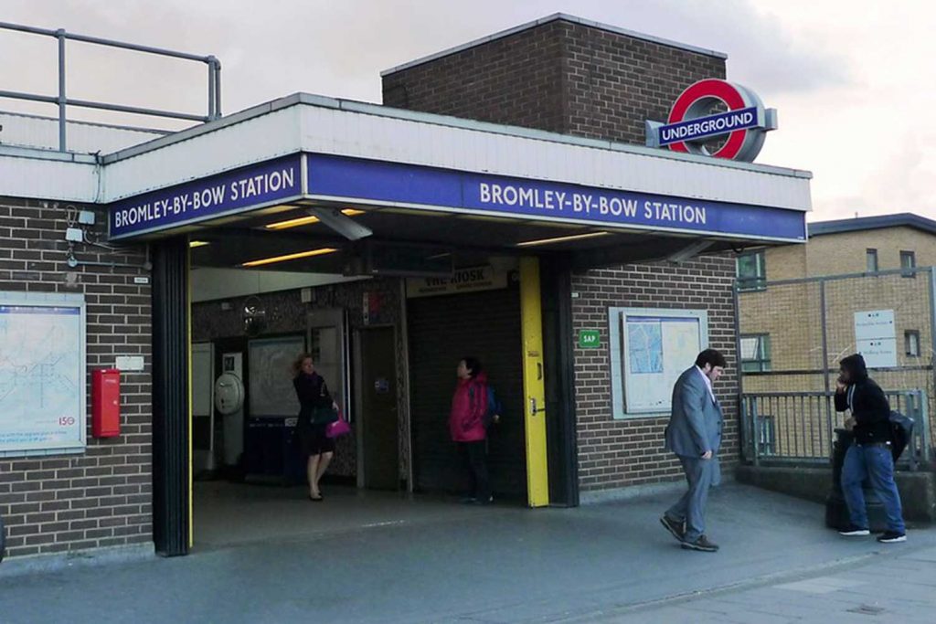 Old exterior of Bromley-by-Bow tube station