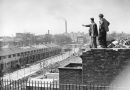 Looking out over new houses being built in Poplar in 1951: Images of Housing, Homelessness and Resistance in London's East End, from the Conditions of Living exhibition at Four Corners.