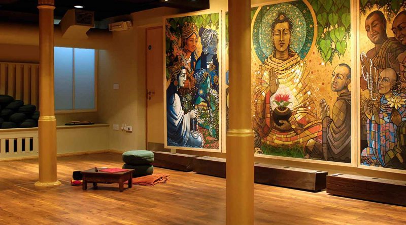 Interior of The London Buddhist Centre with Mural