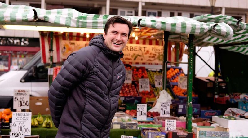 Marc Herbert at his fruit and vegetables stall at Globe Town market, Roman Road, London.